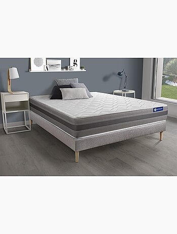 Ensemble Matelas Ressorts ensachés et mémoire de forme et Sommier tapissier en kit Gris - Actiflex
