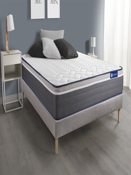 Ensemble Matelas Ressorts ensachés et mémoire de forme et Sommier tapissier en kit Gris - Actiflex - Kiabi