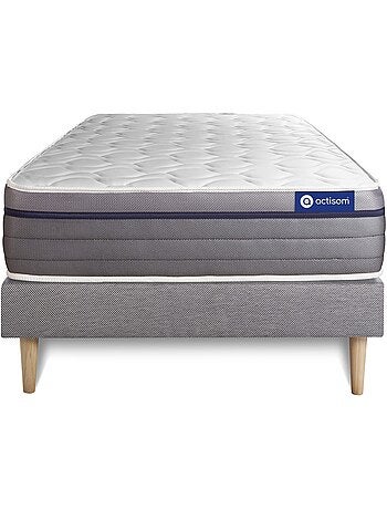 Ensemble Matelas Ressorts ensachés et mémoire de forme et Sommier tapissier en kit Gris - Actiflex