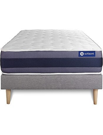 Ensemble Matelas Ressorts ensachés et mémoire de forme et Sommier tapissier en kit Blanc - Actiflex