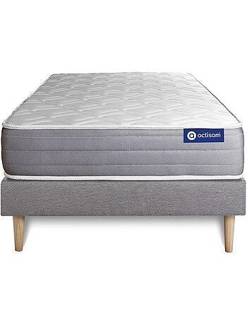 Ensemble Matelas Ressorts ensachés et mémoire de forme et Sommier tapissier en kit Gris - Actiflex