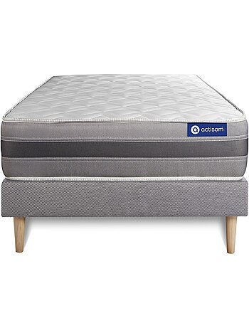 Ensemble Matelas Ressorts ensachés et mémoire de forme et Sommier tapissier en kit Gris - Actiflex