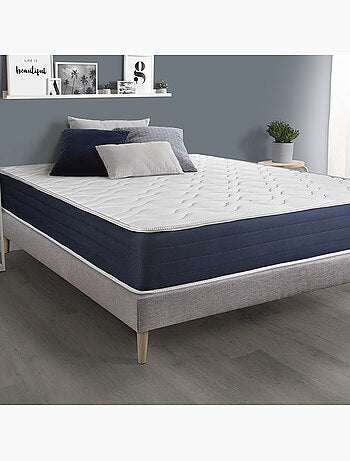 Ensemble Matelas Ressorts ensachés et mémoire de forme et Sommier tapissier en kit Gris - Actiflex