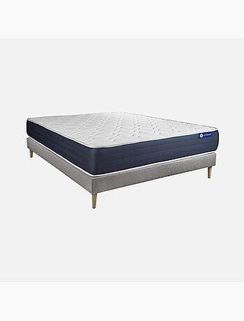 Ensemble Matelas Ressorts ensachés et mémoire de forme et Sommier tapissier en kit Gris - Actiflex