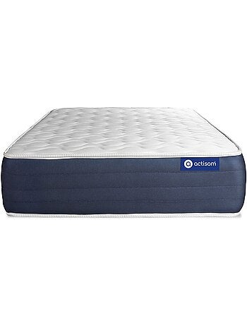 Ensemble Matelas Ressorts ensachés et mémoire de forme et Sommier tapissier en kit Blanc - Actiflex