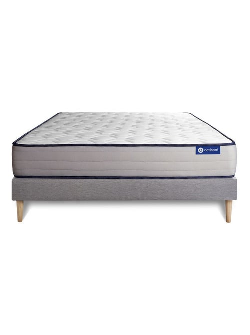 Ensemble Matelas Ressorts ensachés et mémoire de forme et Sommier tapissier en kit Gris - Actiflex - Kiabi