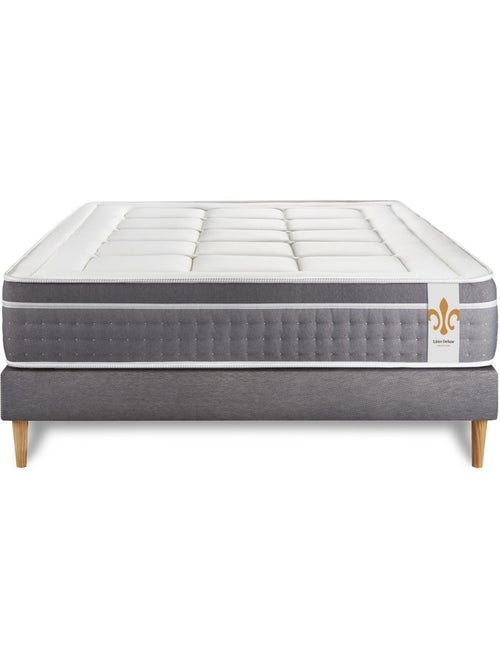 Ensemble Matelas Ressorts ensachés et mémoire de forme et Sommier tapissier en kit Gris - Trente - Kiabi