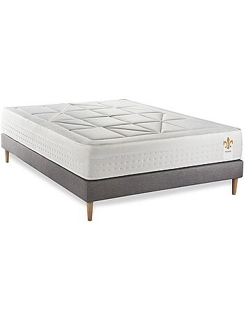 Ensemble Matelas Ressorts ensachés et mémoire de forme et Sommier tapissier en kit Gris - Vingt-Hui