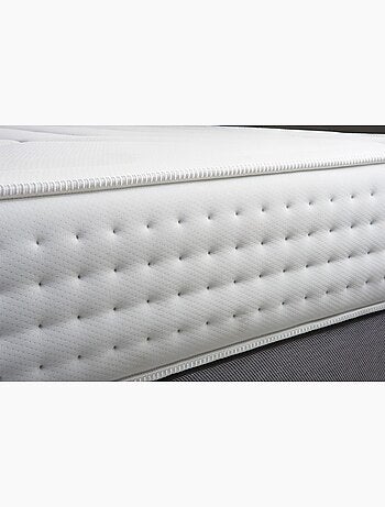Ensemble Matelas Ressorts ensachés et mémoire de forme et Sommier tapissier en kit Gris - Vingt-Qua