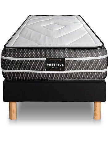 Ensemble Matelas Ressorts ensachés et mémoire de forme et Sommier tapissier en kit Blanc - Exclusiv