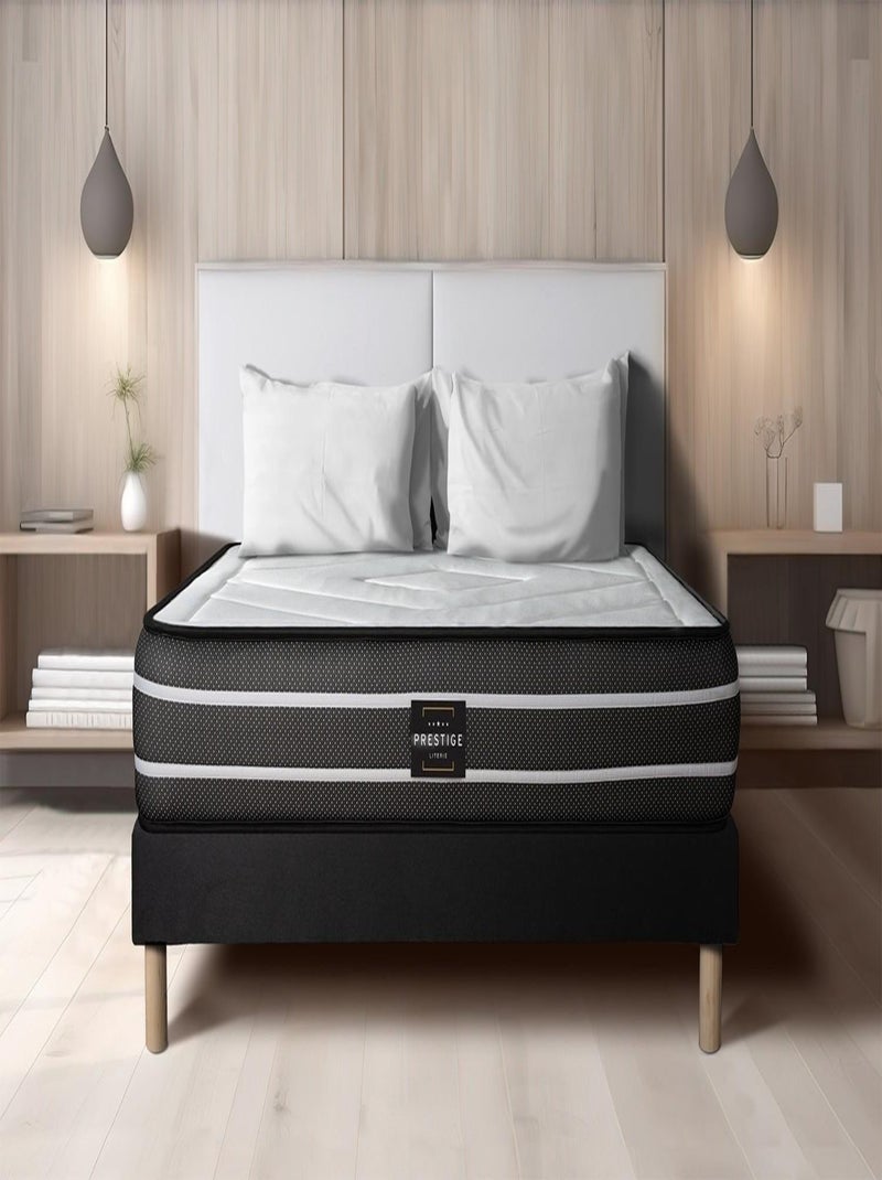 Ensemble Matelas Ressorts ensachés et mémoire de forme et Sommier tapissier en kit Noir - Exclusive Noir - Kiabi