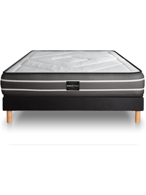Ensemble Matelas Ressorts ensachés et mémoire de forme et Sommier tapissier en kit Noir - Exclusive - Kiabi