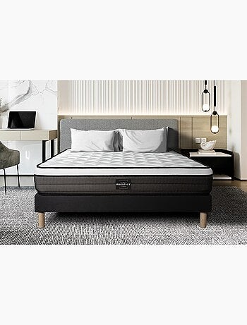 Ensemble Matelas Ressorts ensachés et mémoire de forme et Sommier tapissier en kit Noir - Suite