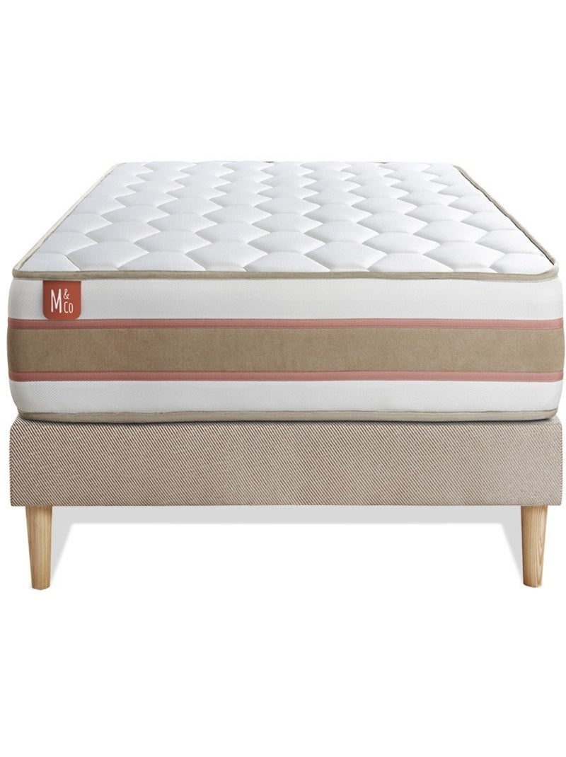 Ensemble Matelas Ressorts ensachés et mémoire de forme et Sommier Tapissier multi-lattes Beige - Le Beige - Kiabi