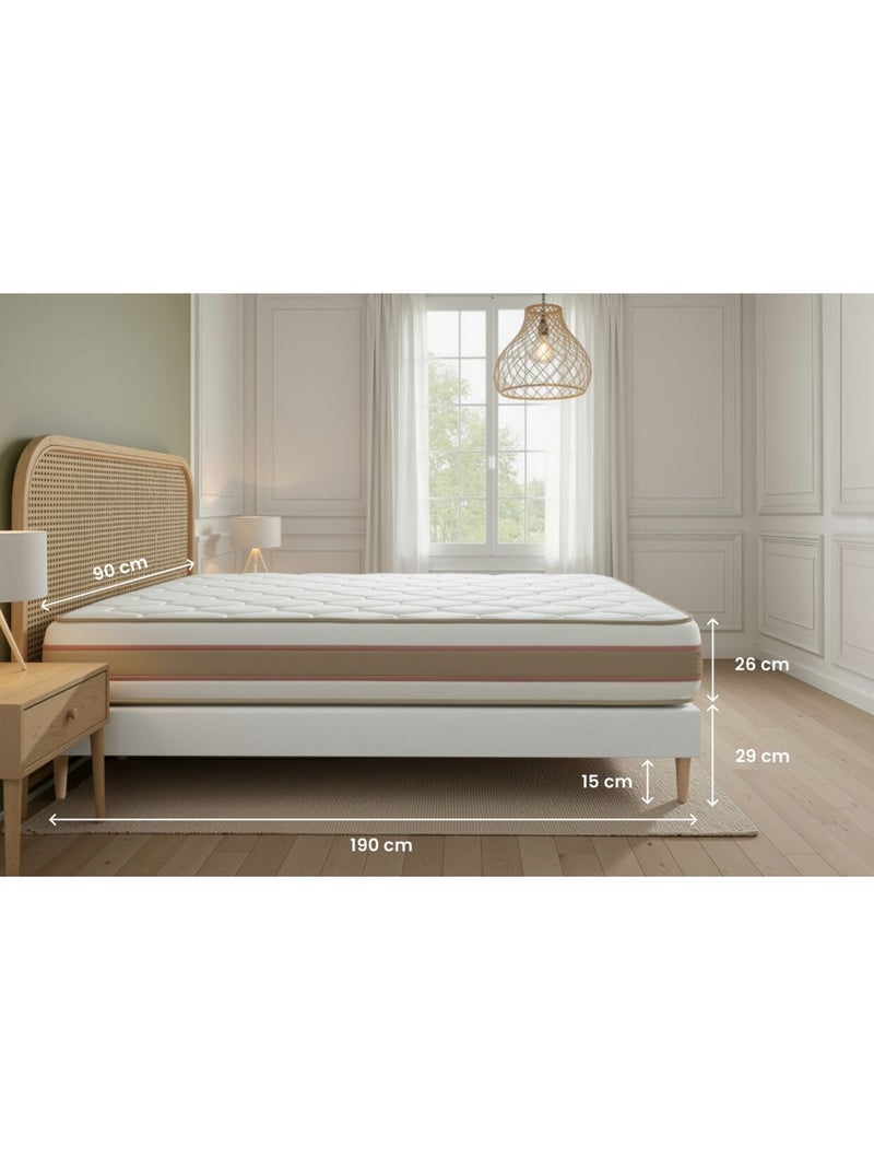 Ensemble Matelas Ressorts ensachés et mémoire de forme et Sommier Tapissier multi-lattes Beige - Le Beige - Kiabi