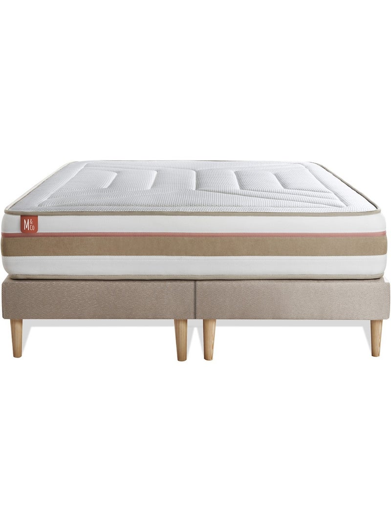 Ensemble Matelas Ressorts ensachés et mémoire de forme et Sommier Tapissier multi-lattes Beige - Le Beige - Kiabi