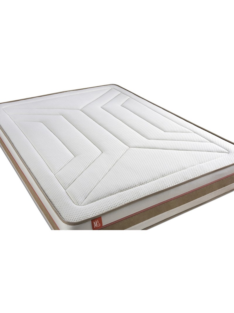 Ensemble Matelas Ressorts ensachés et mémoire de forme et Sommier Tapissier multi-lattes Beige - Le Beige - Kiabi