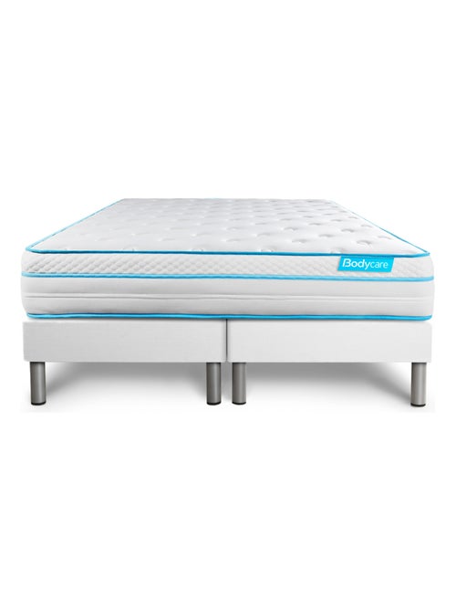 Ensemble Matelas Ressorts ensachés et mémoire de forme et Sommier Tapissier multi-lattes Blanc - Bo - Kiabi