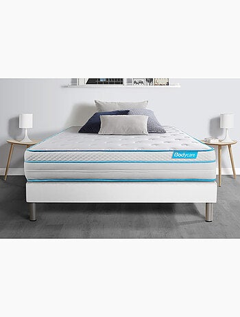 Ensemble Matelas Ressorts ensachés et mémoire de forme et Sommier Tapissier multi-lattes Blanc - Bo