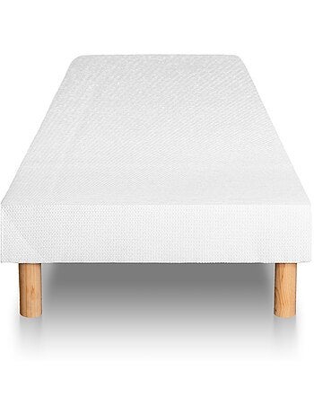 Ensemble Matelas Ressorts ensachés et mémoire de forme et Sommier Tapissier multi-lattes Blanc - Ex