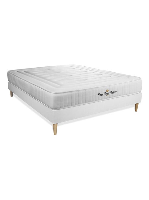 Ensemble Matelas Ressorts ensachés et mémoire de forme et Sommier Tapissier multi-lattes Blanc - La - Kiabi