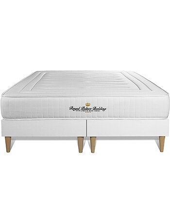Ensemble Matelas Ressorts ensachés et mémoire de forme et Sommier Tapissier multi-lattes Noir - Lan