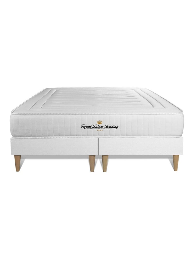 Ensemble Matelas Ressorts ensachés et mémoire de forme et Sommier Tapissier multi-lattes Blanc - La Blanc - Kiabi