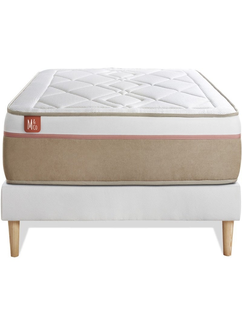 Ensemble Matelas Ressorts ensachés et mémoire de forme et Sommier Tapissier multi-lattes Blanc - Le Blanc - Kiabi