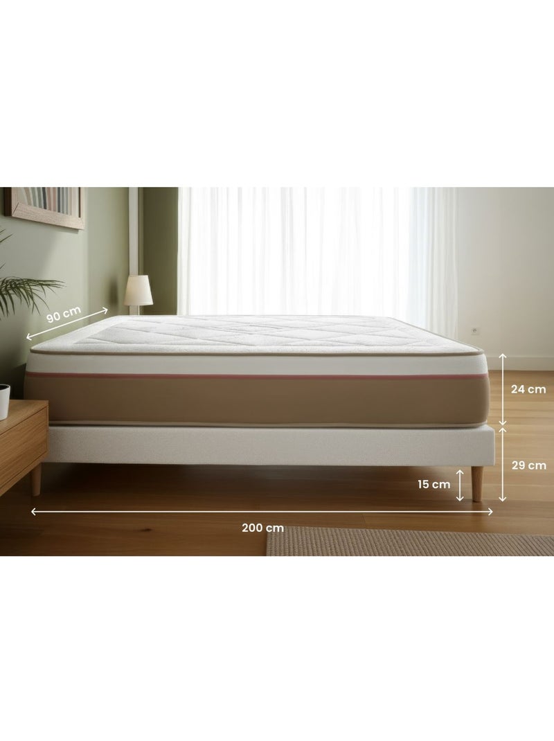 Ensemble Matelas Ressorts ensachés et mémoire de forme et Sommier Tapissier multi-lattes Blanc - Le Blanc - Kiabi