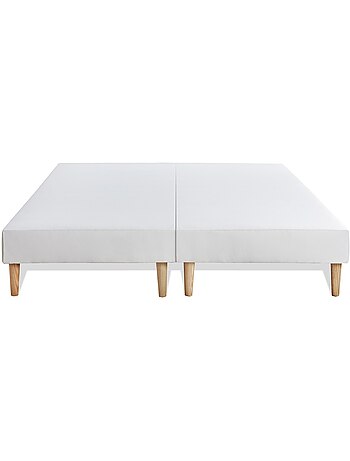 Ensemble Matelas Ressorts ensachés et mémoire de forme et Sommier Tapissier multi-lattes Beige - Le