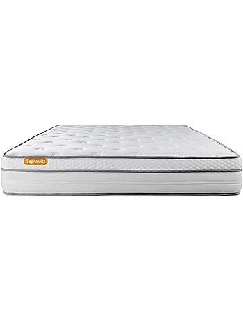 Ensemble Matelas Ressorts ensachés et mémoire de forme et Sommier Tapissier multi-lattes Blanc - Me