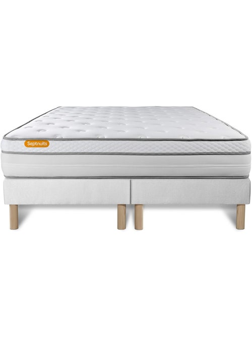 Ensemble Matelas Ressorts ensachés et mémoire de forme et Sommier Tapissier multi-lattes Blanc - Me - Kiabi