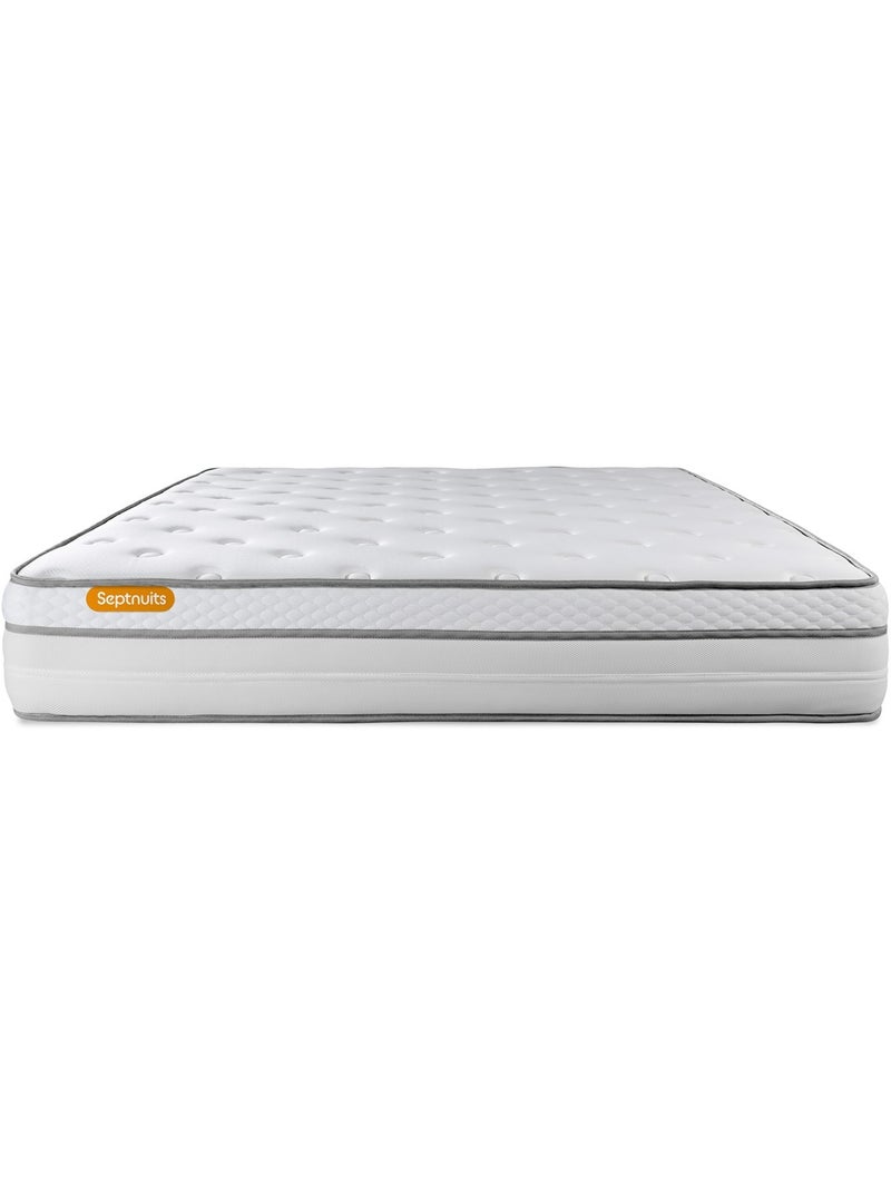 Ensemble Matelas Ressorts ensachés et mémoire de forme et Sommier Tapissier multi-lattes Blanc - Me Blanc - Kiabi