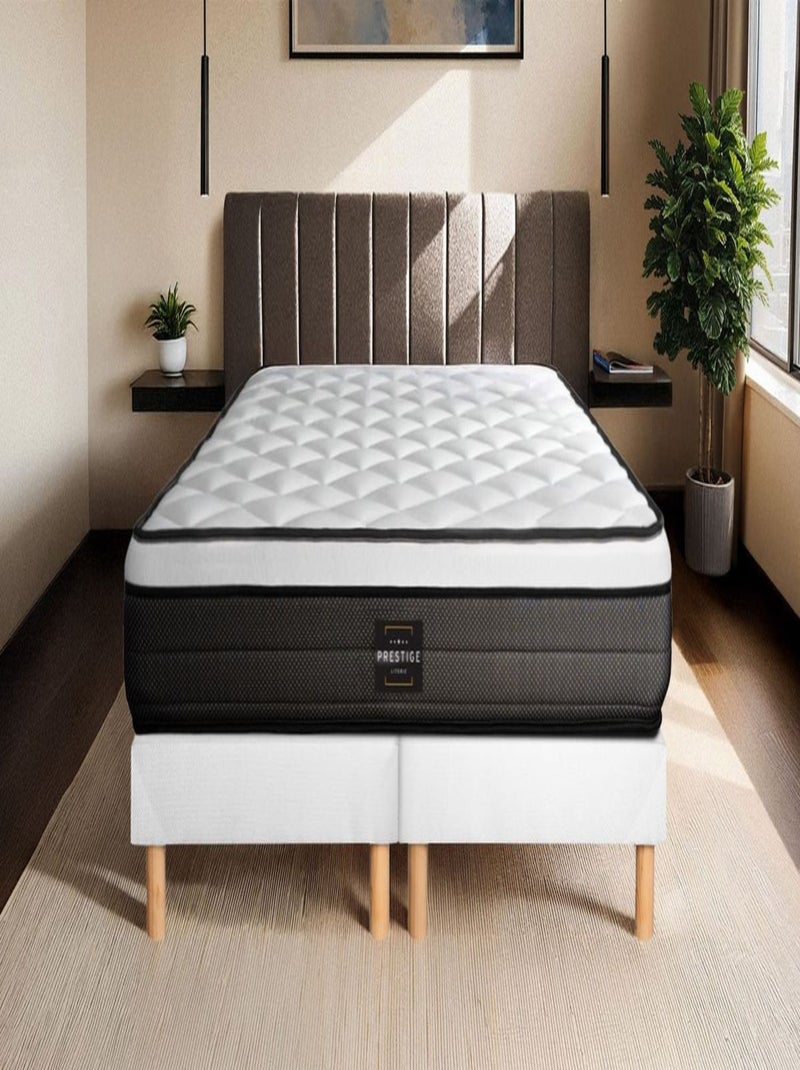 Ensemble Matelas Ressorts ensachés et mémoire de forme et Sommier Tapissier multi-lattes Blanc - Su Blanc - Kiabi