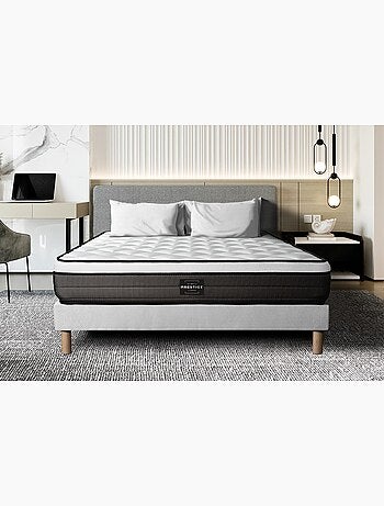 Ensemble Matelas Ressorts ensachés et mémoire de forme et Sommier Tapissier multi-lattes Blanc - Su
