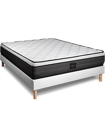 Ensemble Matelas Ressorts ensachés et mémoire de forme et Sommier Tapissier multi-lattes Blanc - Su