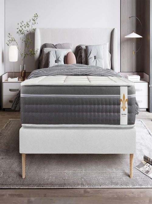 Ensemble Matelas Ressorts ensachés et mémoire de forme et Sommier Tapissier multi-lattes Blanc - Tr - Kiabi