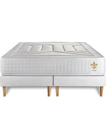 Ensemble Matelas Ressorts ensachés et mémoire de forme et Sommier Tapissier multi-lattes Gris - Vin