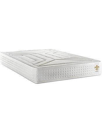 Ensemble Matelas Ressorts ensachés et mémoire de forme et Sommier Tapissier multi-lattes Gris - Vin