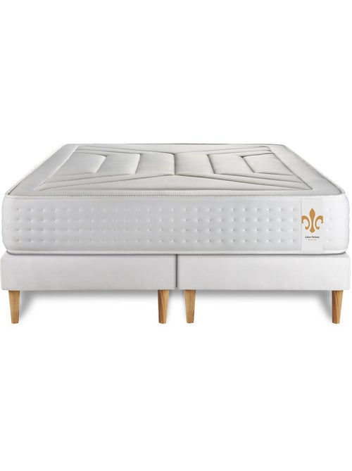 Ensemble Matelas Ressorts ensachés et mémoire de forme et Sommier Tapissier multi-lattes Blanc - Vi - Kiabi