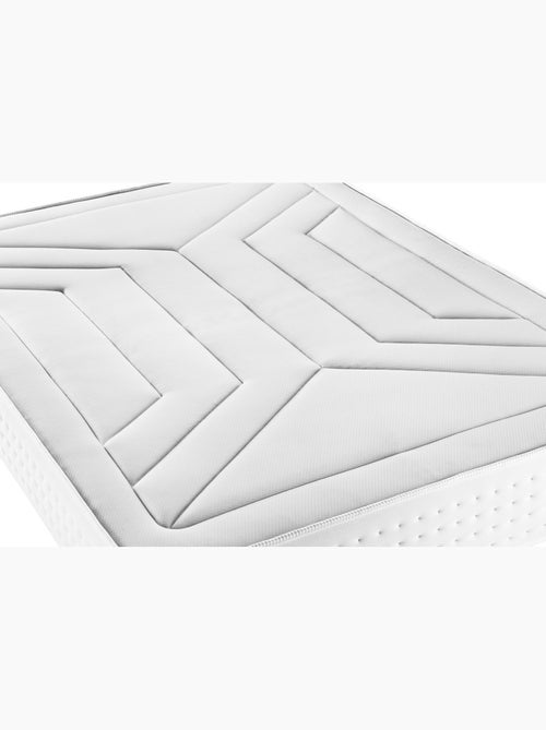 Ensemble Matelas Ressorts ensachés et mémoire de forme et Sommier Tapissier multi-lattes Blanc - Vi - Kiabi