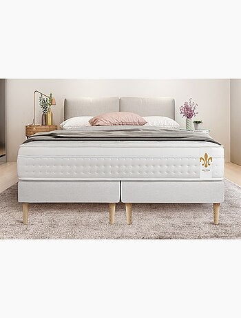 Ensemble Matelas Ressorts ensachés et mémoire de forme et Sommier Tapissier multi-lattes Blanc - Vi