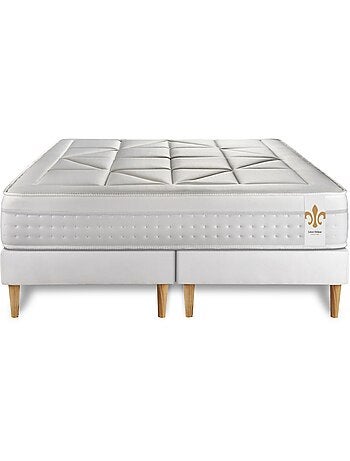 Ensemble Matelas Ressorts ensachés et mémoire de forme et Sommier Tapissier multi-lattes Blanc - Vi