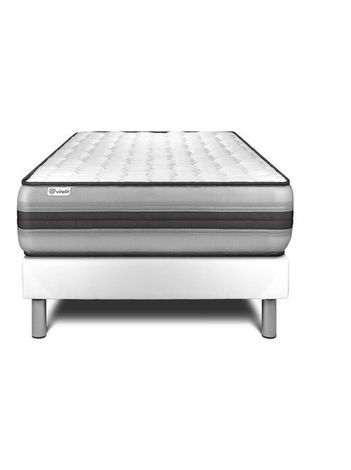 Ensemble Matelas Ressorts ensachés et mémoire de forme et Sommier Tapissier multi-lattes Blanc - VI - Kiabi