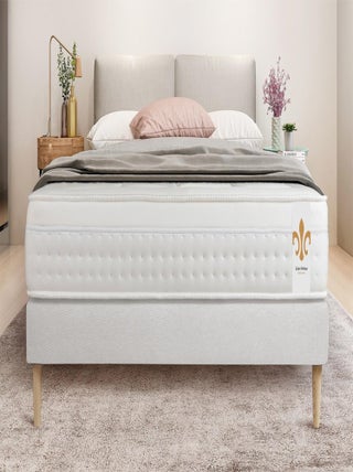 Ensemble Matelas Ressorts ensachés et mémoire de forme et Sommier Tapissier multi-lattes Blanc - Vi