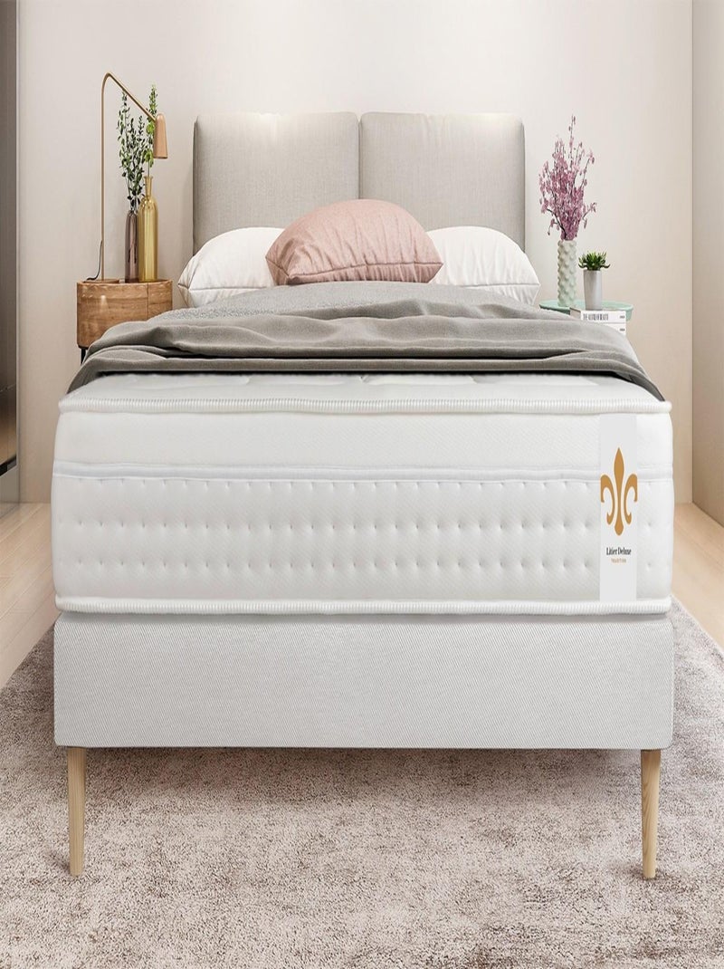 Ensemble Matelas Ressorts ensachés et mémoire de forme et Sommier Tapissier multi-lattes Blanc - Vi Blanc - Kiabi