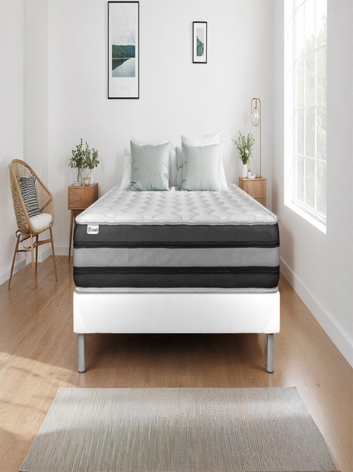 Ensemble Matelas Ressorts ensachés et mémoire de forme et Sommier Tapissier multi-lattes Blanc - VI - Kiabi