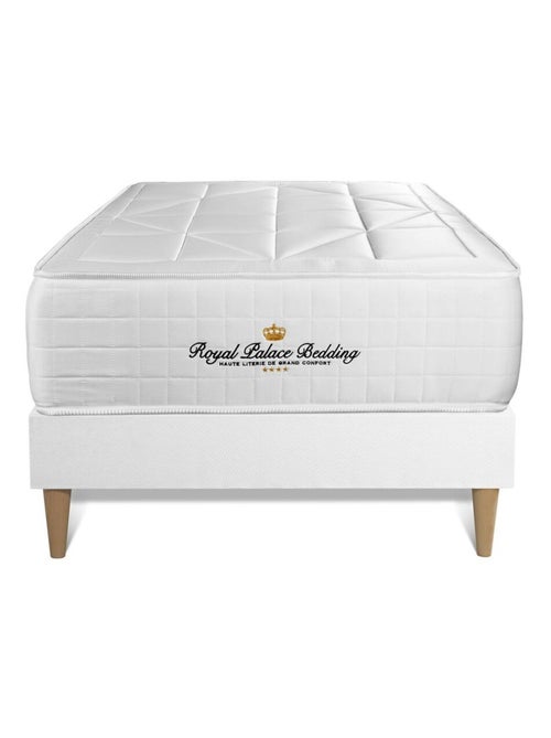 Ensemble Matelas Ressorts ensachés et mémoire de forme et Sommier Tapissier multi-lattes Blanc - Wi - Kiabi