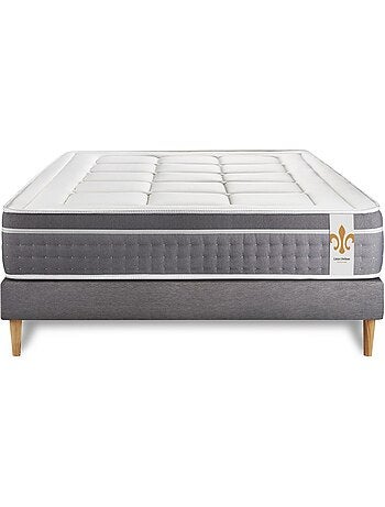 Ensemble Matelas Ressorts ensachés et mémoire de forme et Sommier Tapissier multi-lattes Gris - Tre