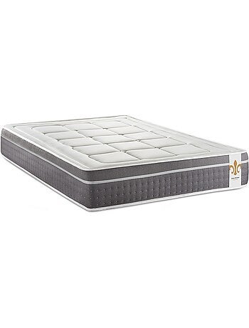 Ensemble Matelas Ressorts ensachés et mémoire de forme et Sommier Tapissier multi-lattes Gris - Tre
